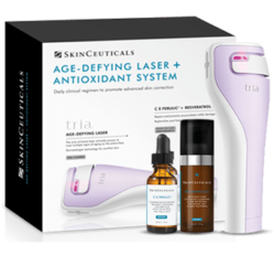 AGE-DEFYING LASER + ANTIOXIDANT SYSTEM<br />Combining at-home skin laser technology with potent antioxidants Available Products - Tria Home Laser